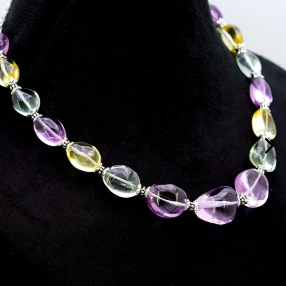 MULTI STONES HAND CRAFTED NUGGETS SHAPE GEMSTONE BEADS NECKLACE!!! - Picture 7 of 15
